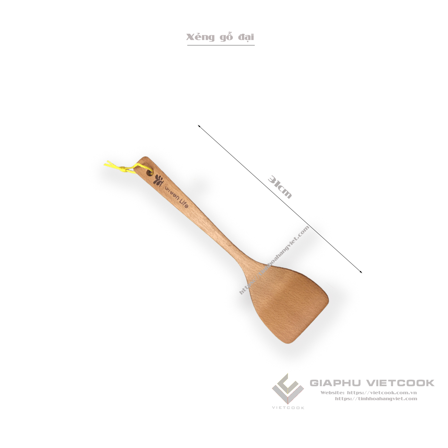 Vá xào gỗ xà cừ size đại , dài 32cm tiện lợi khi chiên xào }
