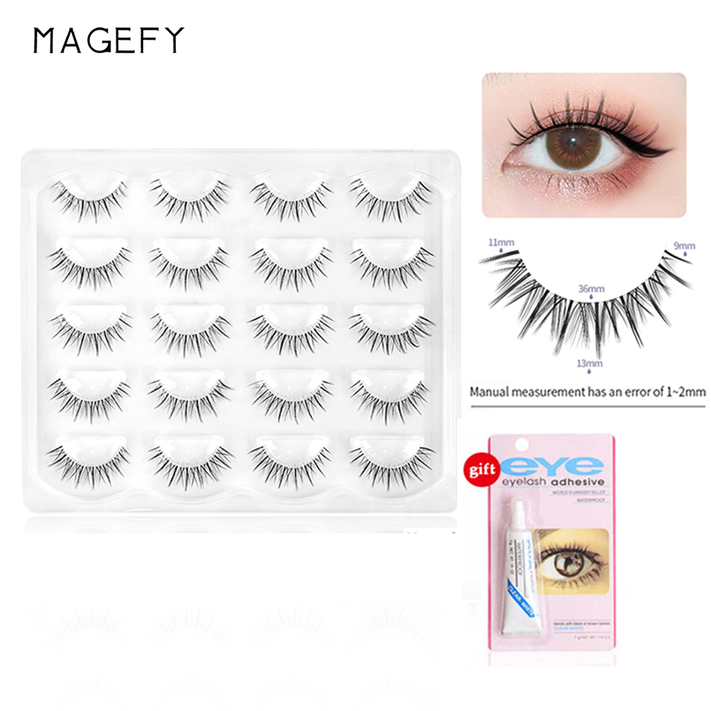 Magefy bộ 10 cặp lông mi giả tự nhiên 3d lông mi nàng tiên thân mỏng