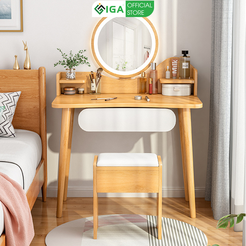 Bàn trang điểm, bàn phấn kèm gương có đèn LED hiện đại phù hợp nhiều phong cách GP196