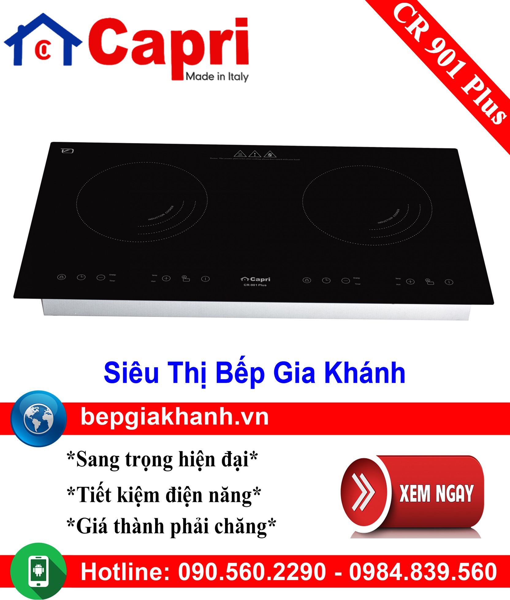 [HCM]Bếp từ đôi Capri CR 901 Plus, bếp từ, bếp điện từ, bếp từ đôi, bếp điện từ đôi, bếp từ giá rẻ, bếp điện từ giá rẻ, bếp từ đơn, bep tu don, bep tu