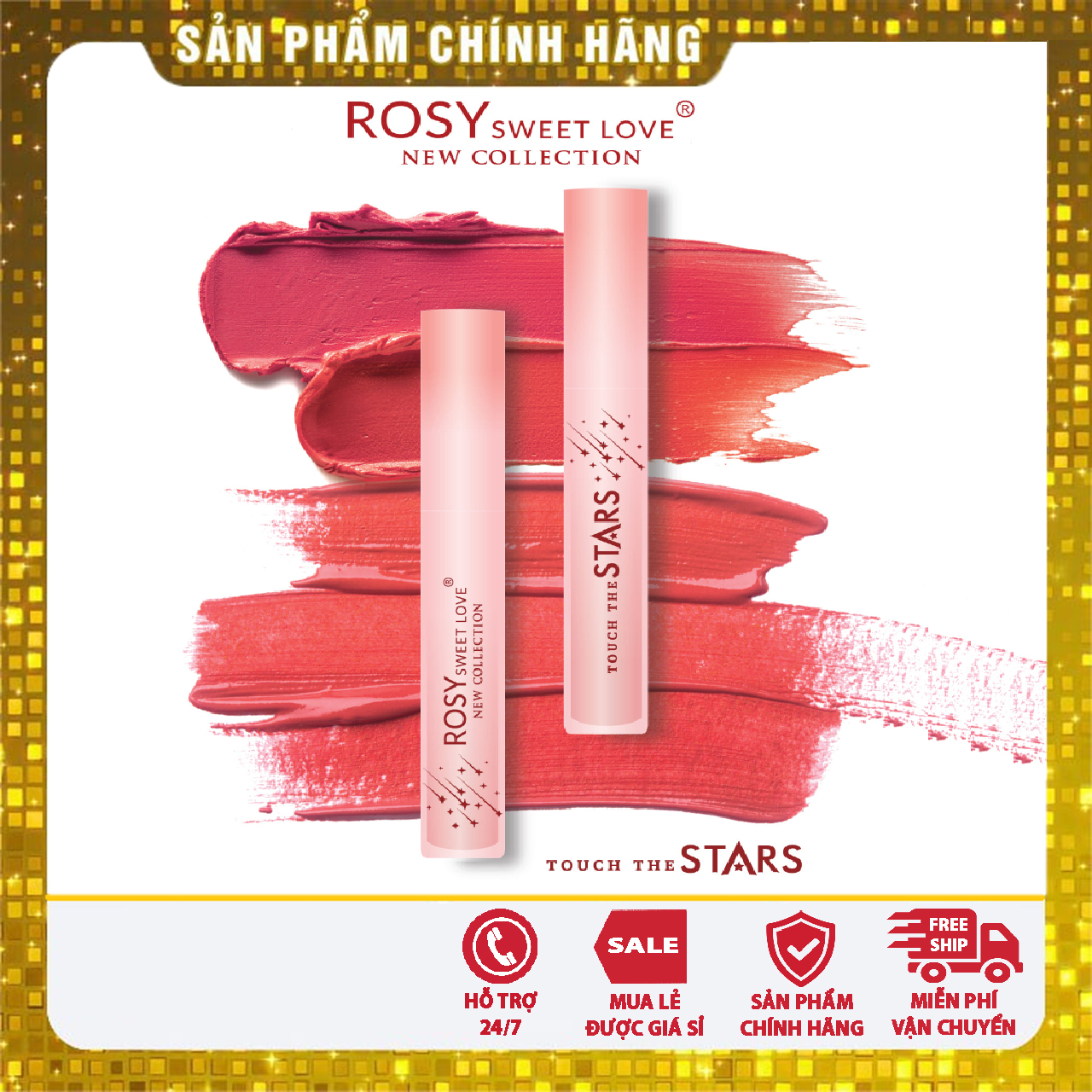 Son kem rosy cao cấp bền màu không chì, son kem rosy sweet, son rosy touch the star
