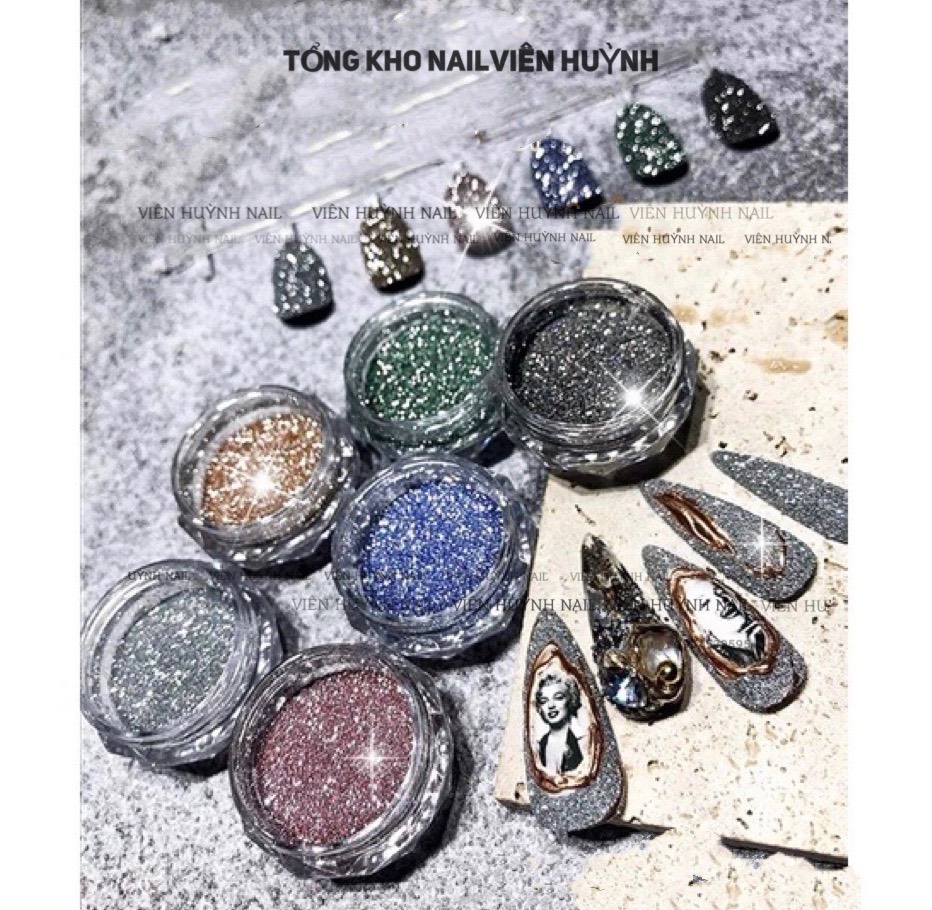 Nhũ flash nail , set 8 hũ nhũ rắc flash siêu sáng