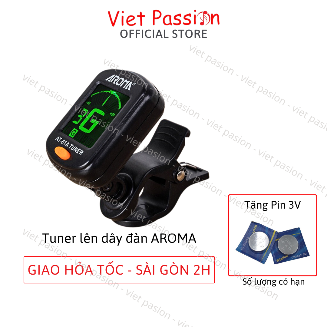 Máy lên dây đàn guitar ukulele violin Tuner Aroma guitar ukulele violin chất lượng Viet Passion HCM