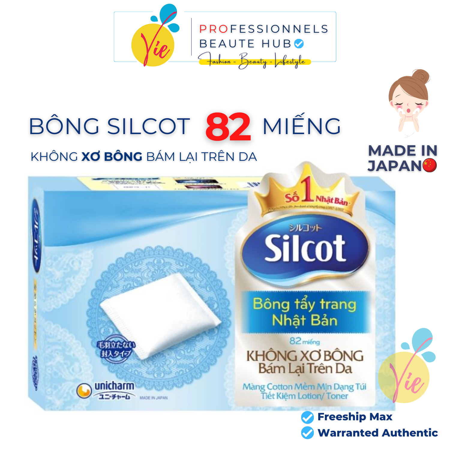 Bông Tẩy Trang Silcot Velvet Touch Cotton - 82 Miếng CAO CẤP