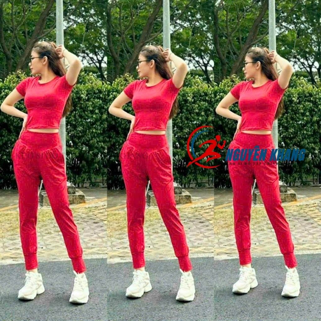 Bộ Tập Thể Thao Quần Dài Có Túi Áo Croptop Tập Gym- Yoga -Earobich - 9