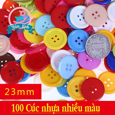 Cúc nhựa nhiều màu - Set 100 cúc nhựa 23mm| Đồ chơi an toàn
