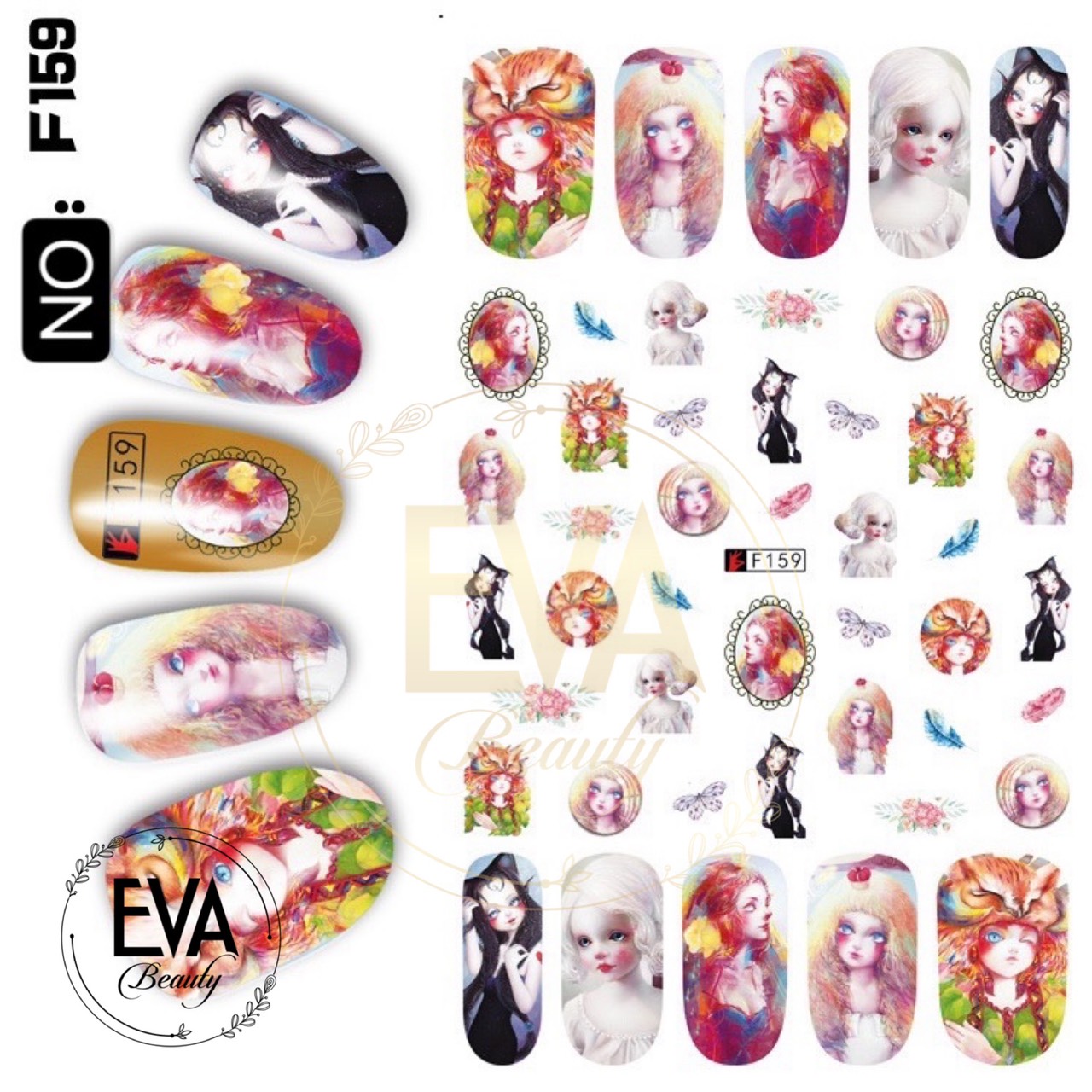 [HCM]Decal Dán Móng Tay 3D Nail Sticker Hoạ Tiết Nhân Vật Truyện Tranh Phong Cách Châu Âu Anime Girls F159