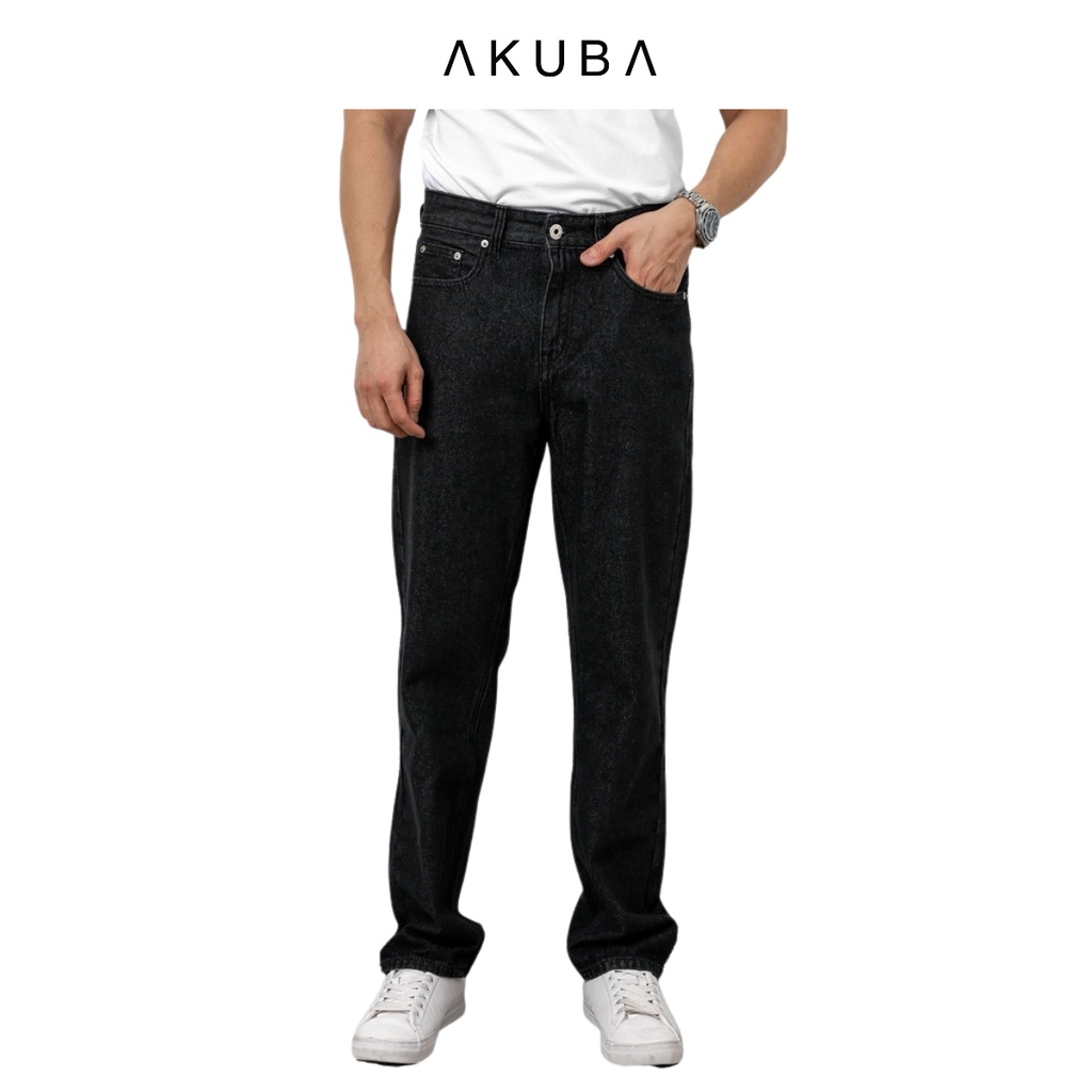 Quần jeans nam dài AKUBA form reugular, dáng quần rộng