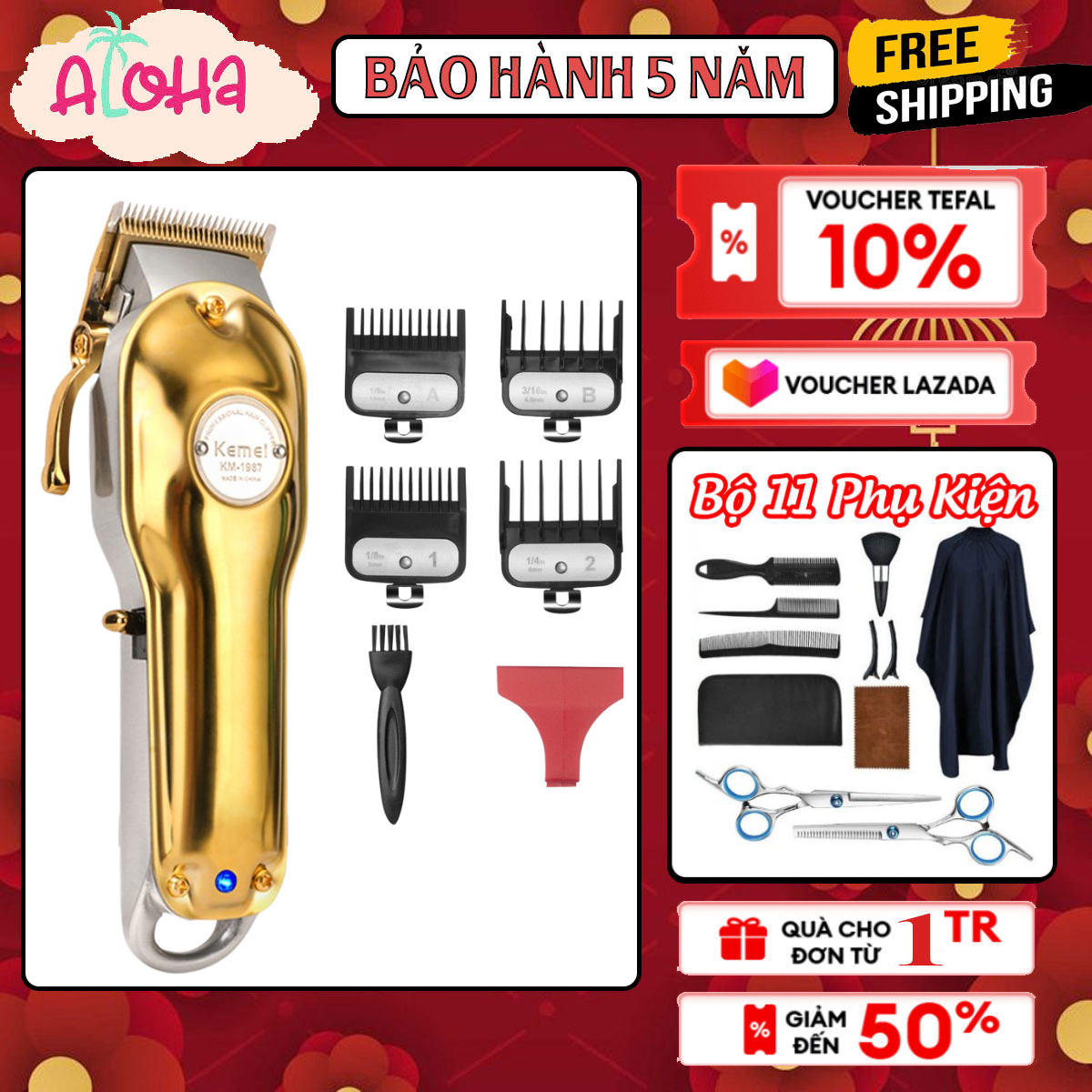 Tông đơ cắt tóc KM 1987 cao cấp - Tông đơ cắt tóc loại tốt - Tông đơ cắt tóc chính hãng - Tông đơ hớt tóc -Tăng đơ hớt tóc