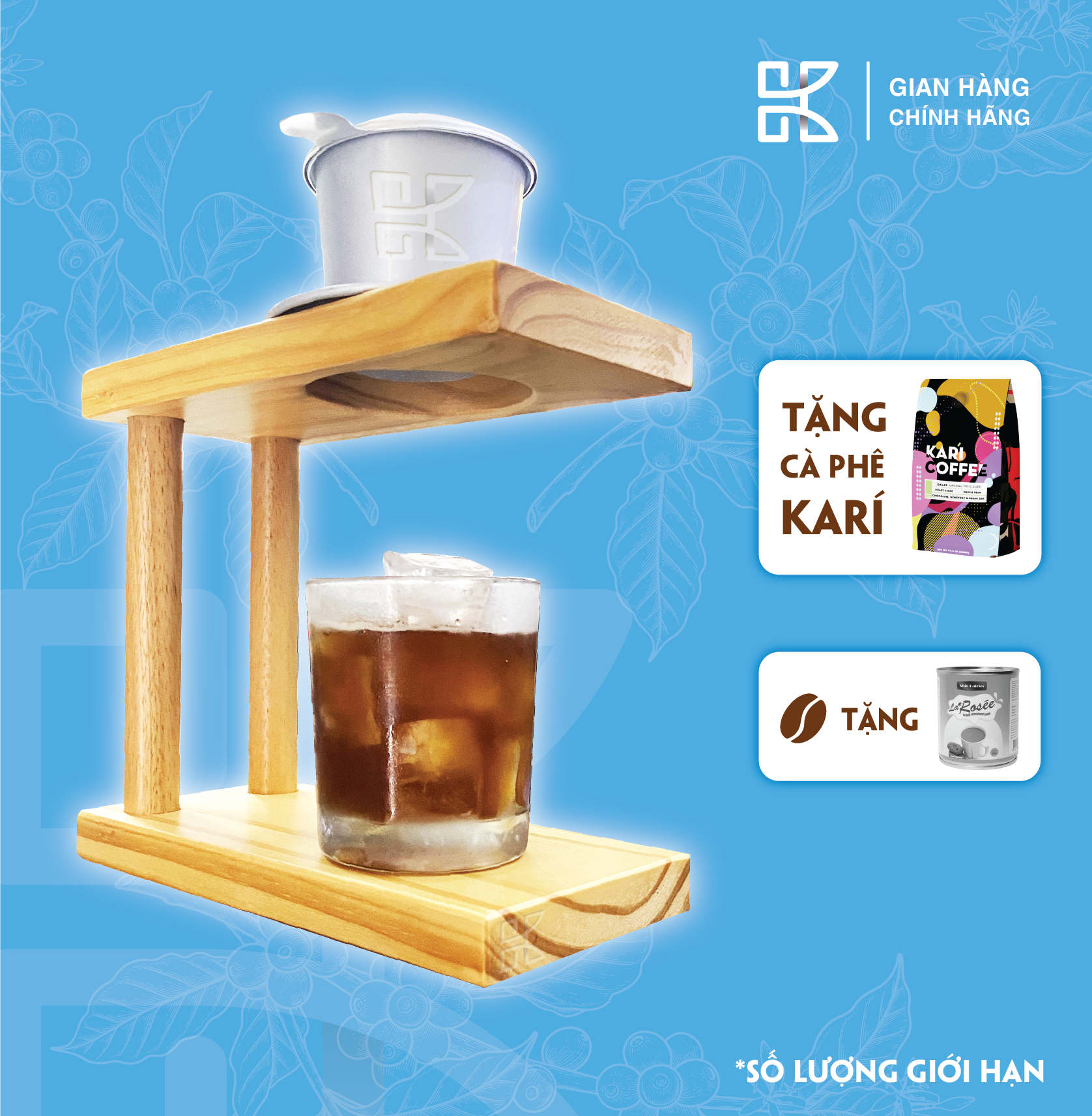Giá đỡ/ kệ gỗ dùng để máy staresso mirage, phin, phễu pour over bằng gỗ tự nhiên 100%