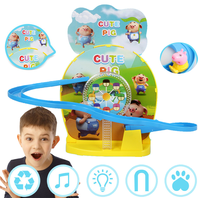 Đồ chơi heo peppa chơi cầu trượt vòng xoay- Đồ chơi có nhạc đèn cho bé