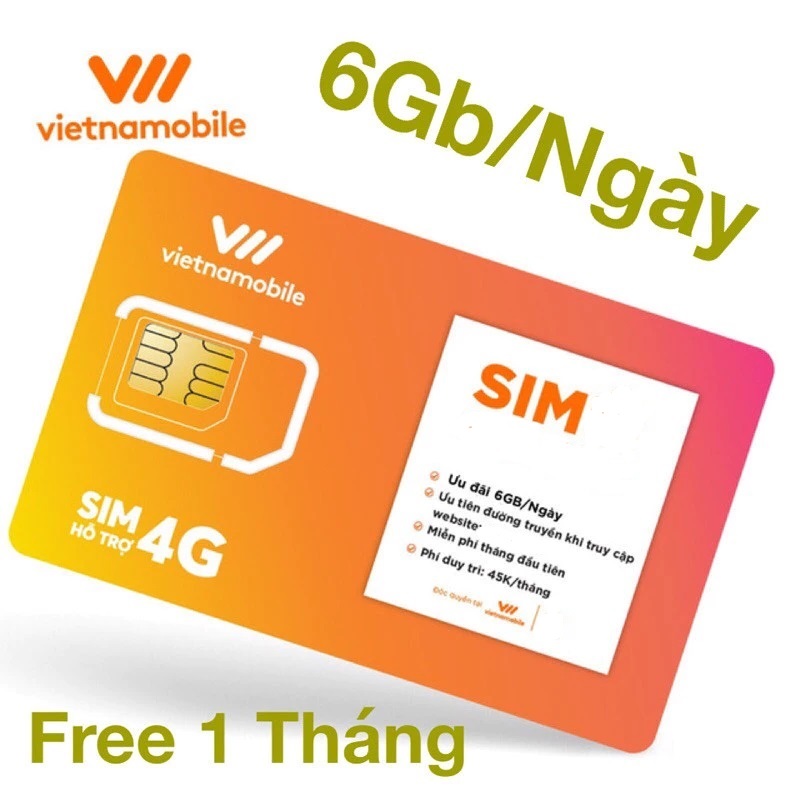 Siêu Sim Rẻ 4G Vietnamobile Tặng 6GB/ngày Tốc Độ cao vào mạng - Sẵn data 1 Tháng Đầu Sử DỤng Miễn Phí - Gia hạn 60k/tháng . FREESHIP - CHƯA KÍCH HOẠT