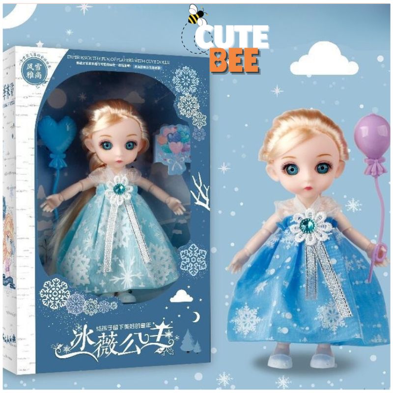 Búp bê công chúa tuyết mini cao 16cm có khớp tay khớp chân cử động - Búp Bê Công Chúa Băng Giá Disney CUTEBEE