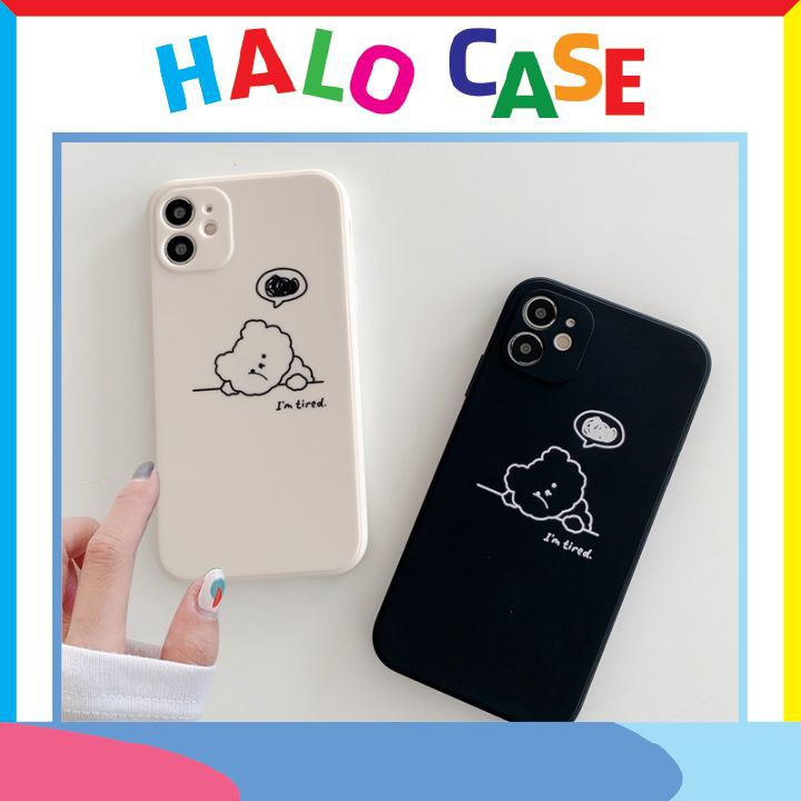 Ốp lưng iphone cạnh vuông Gấu tired 5/5s/6/6plus/6s/6splus/7/7plus/8/8plus/x/xr/xs/11/12/promax