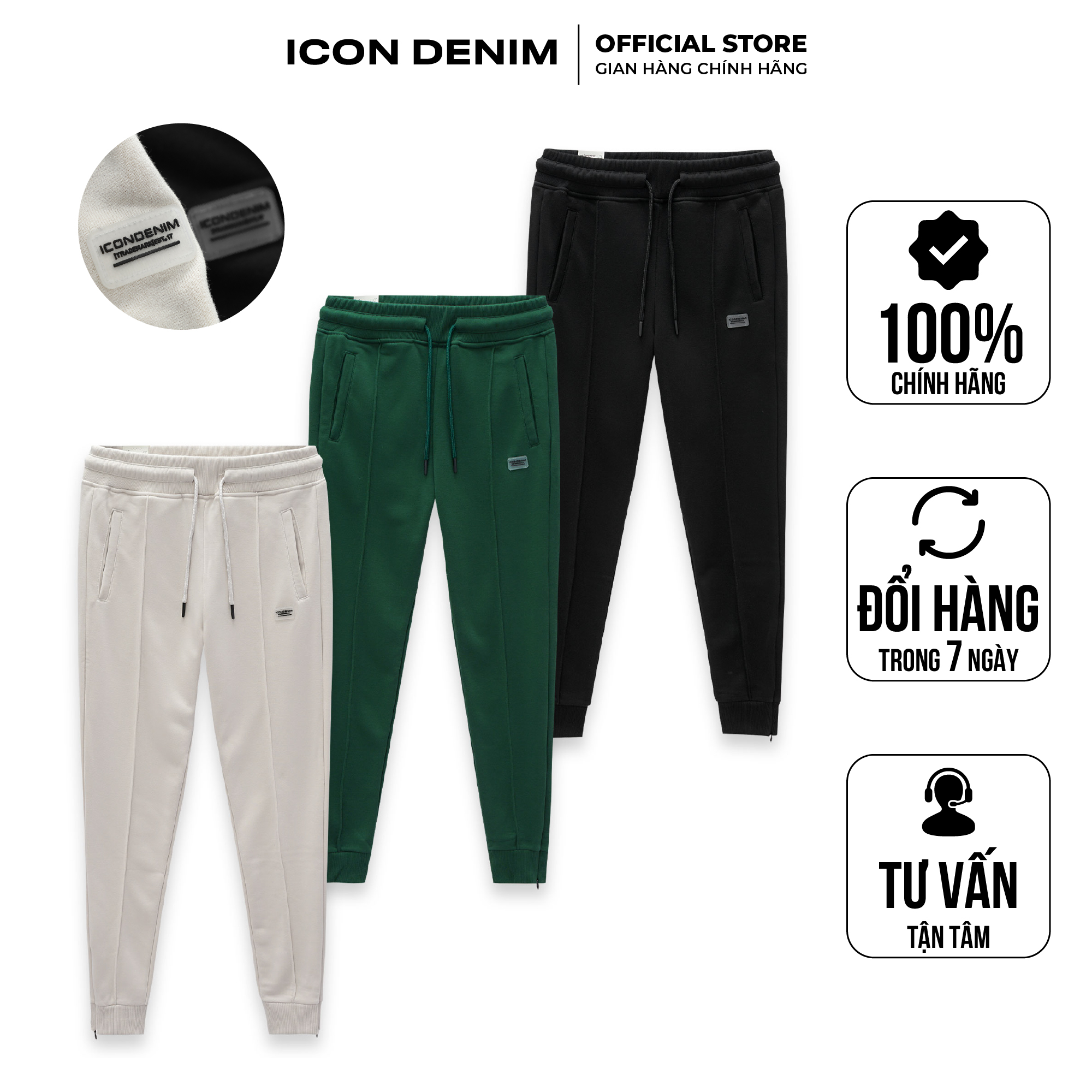 Quần jogger nỉ lưng thun icon denim slim fit form active fit jgid0025