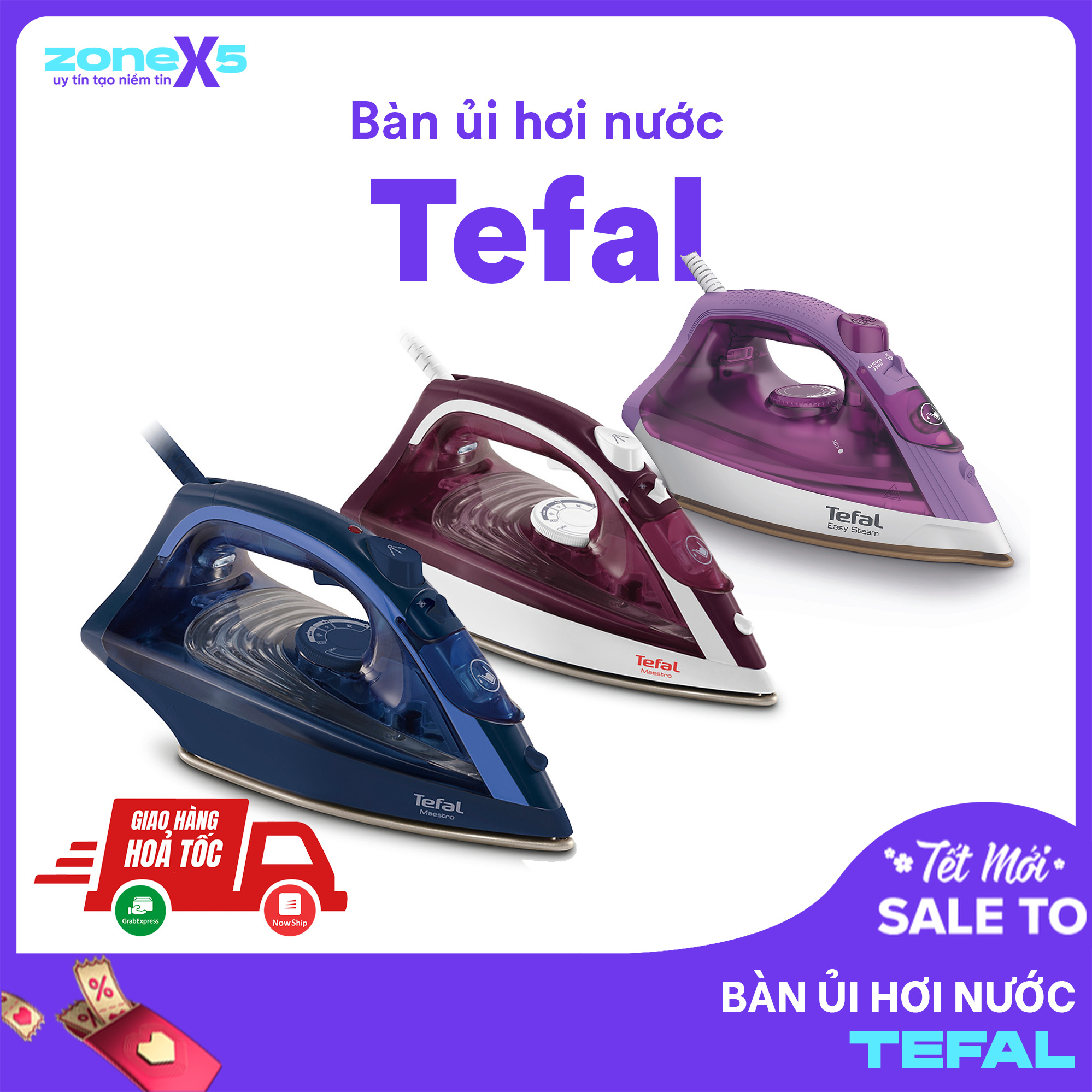 Bàn ủi hơi nước Tefal FV1849E0 / FV1844E0 / FV1955E0 - 2300W - Hơi phun đến 35g/ phút - Ngắt điện tự động - Ngăn rỉ giọt - Hệ thống chống đóng cặn - Hàng chính hãng