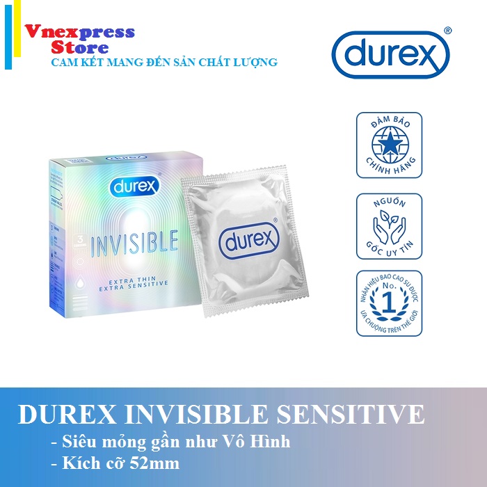 [HCM]Bao cao su Durex Invisible 3 bao / Hộp