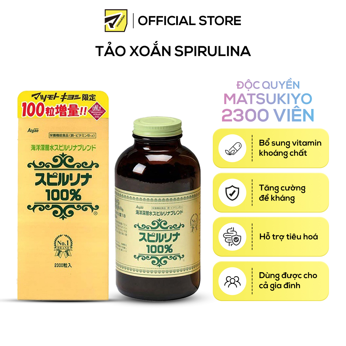 Tảo xoắn matsukiyo Spirulina Tablets 2300 viên