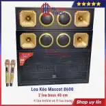 Loa Kéo 2 Bass 40 MASCOT 8600 4 Trung 16, 4 Treble Công Suất Lớn 3000W, Thùng Gỗ, Tặng 2 Mic - H2Pro