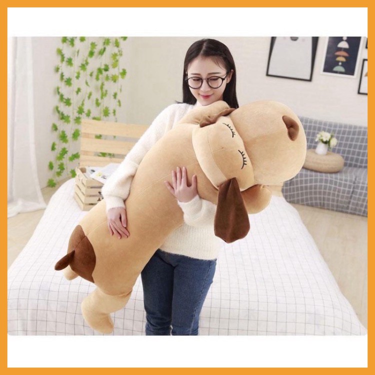 Gấu bông to gấu ôm thú nhồi bông con chó nằm dài mũi tim to mềm mịn giá rẻ size 50cm 1m1