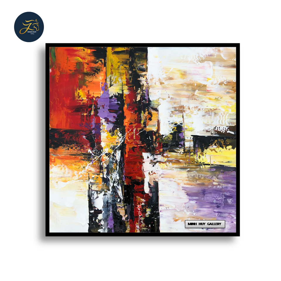 [TRANH SƠN DẦU TRỪU TƯỢNG - PHÁ TAM GIANG ] - TRANH TRANG TTRÍ PHÒNG KHÁCH ( 45X45 cm ) - TRANH VẼ TRANG TRÍ NHÀ CỬA (Tranh sơn dầu Minh Huy)