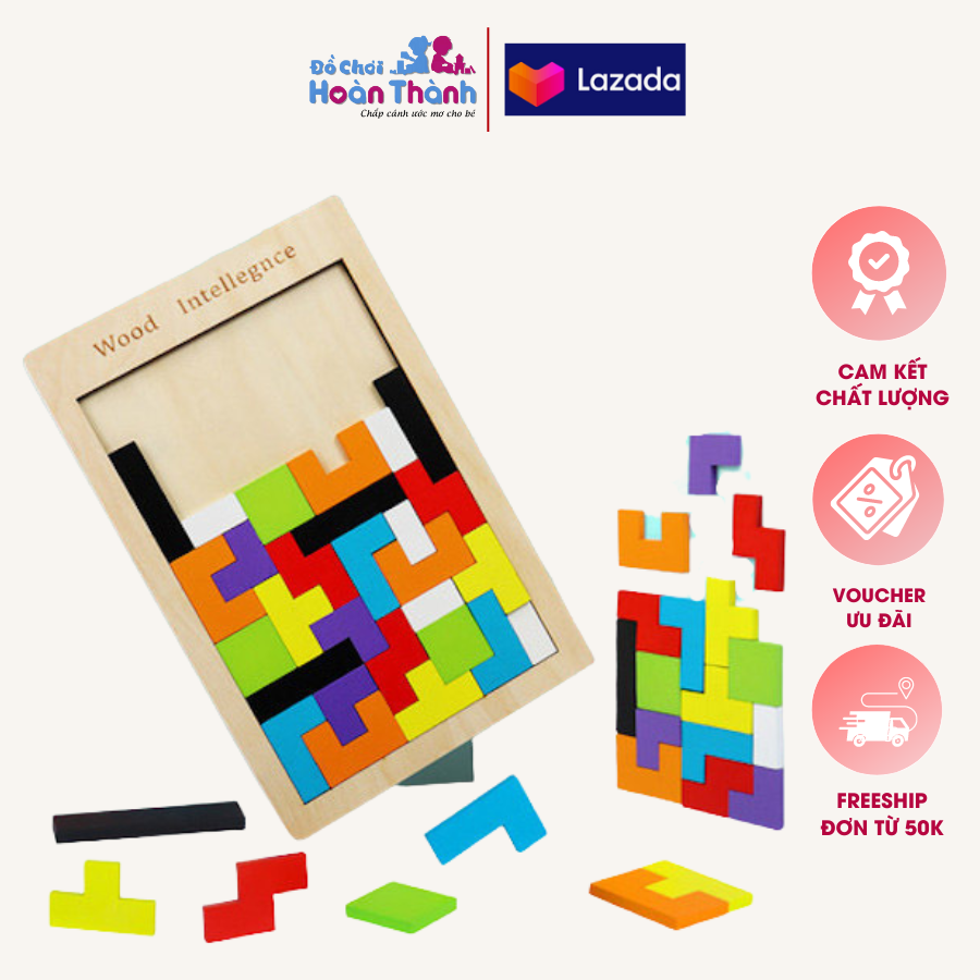 Đồ chơi xếp hình thông minh Tetris cho bé, ghép hình gỗ trẻ em