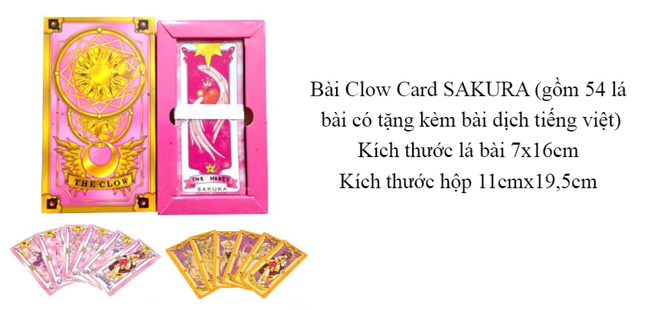 Bài Clow Card SAKURA gồm 54 lá bài có tặng kèm bài dịch tiếng việt