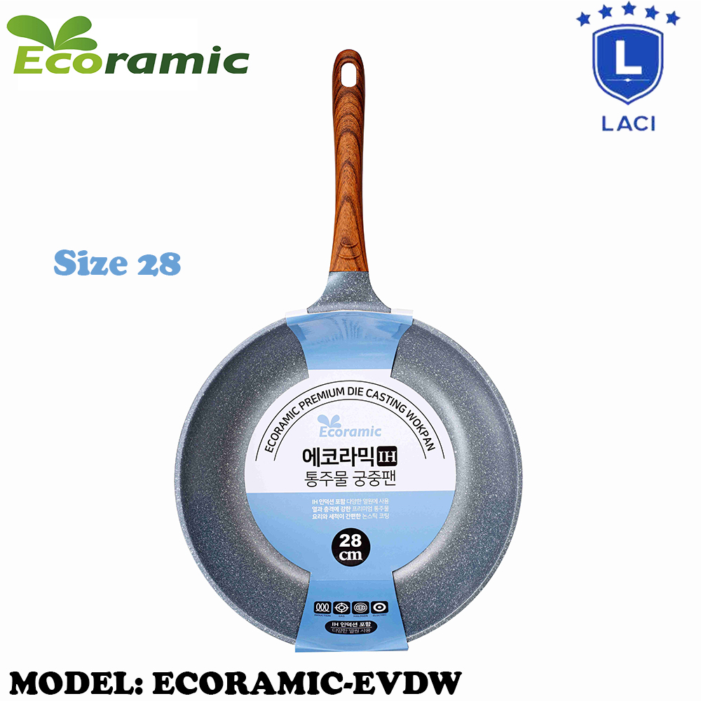 Chảo chống dính vân đá ecoramic hàn quốc lòng sâu evdw-32ih size 332 | đúc nguyên khối | lớp tráng men cao cấp theo công nghệ hàn quốc | không chì, không cadimi, không pfoa | cam kết chính hãng