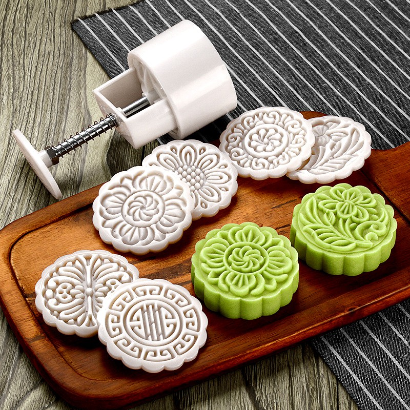 [HCM]TRỌN BỘ 8 KHUÔN TẠO HÌNH BÁNH TRUNG THU ÉP XÔI CỠ VỪA DẠNG TRÒN HOA VĂN CÁCH ĐIỆU