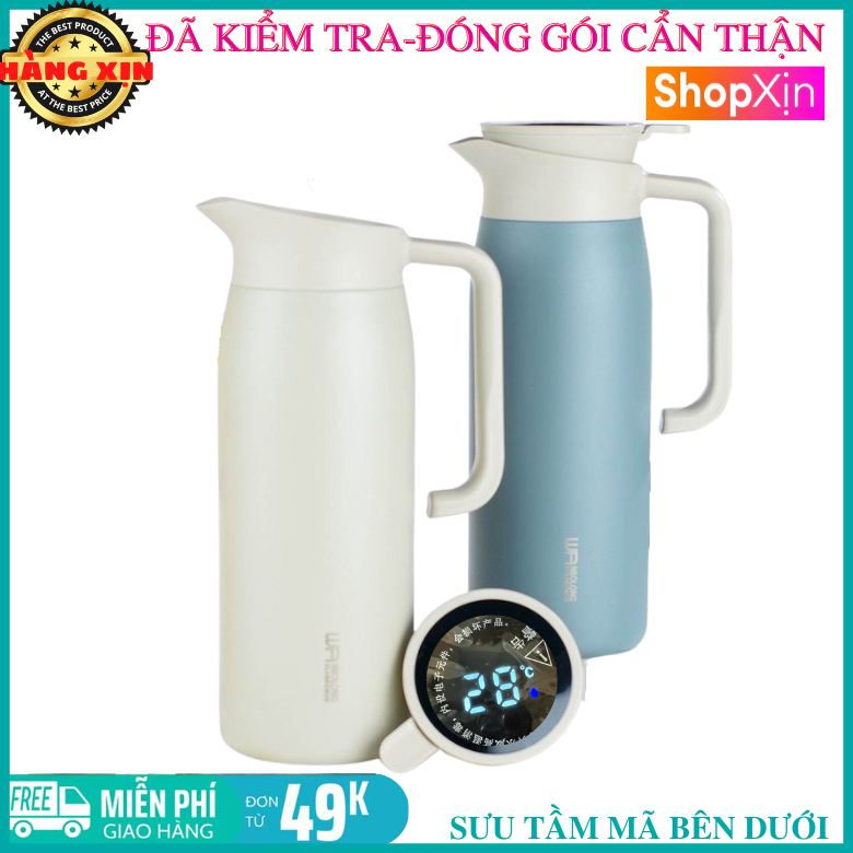 Bình giữ nhiệt hiển thị nhiệt độ inox 304 dung tích 1500ml 2 lớp cách nhiệt giữ nóng lạnh cao cấp