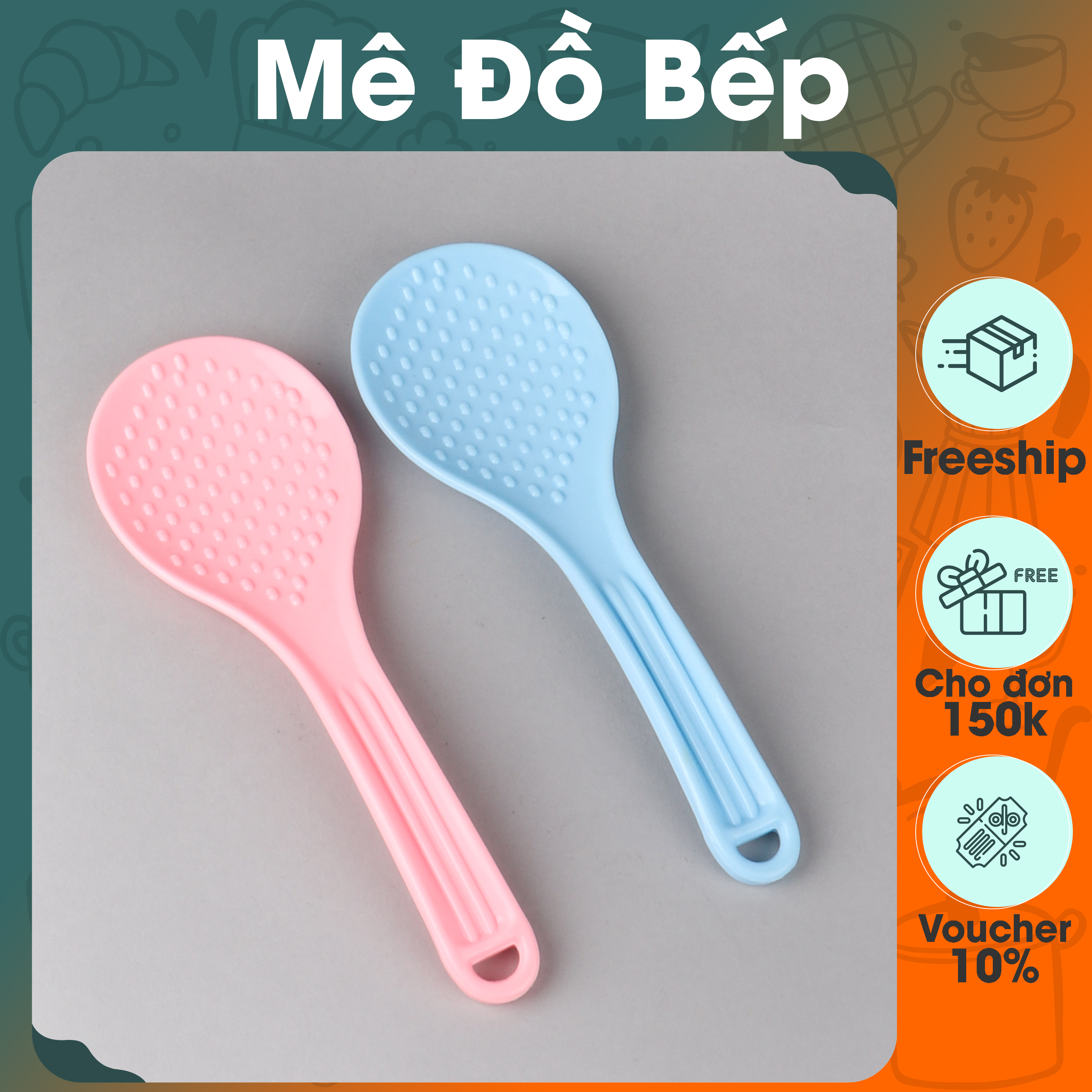 Vá múc cơm chống dính Bam House chất liệu nhựa PP chịu nhiệt cao cấp VMCN01 - Gia dụng bếp