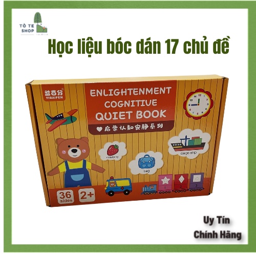 Học liệu bóc dán Montessory cho bé, học liệu busy book bóc dán thông minh 17 chủ đề, Sách bóc dán tiếng Anh