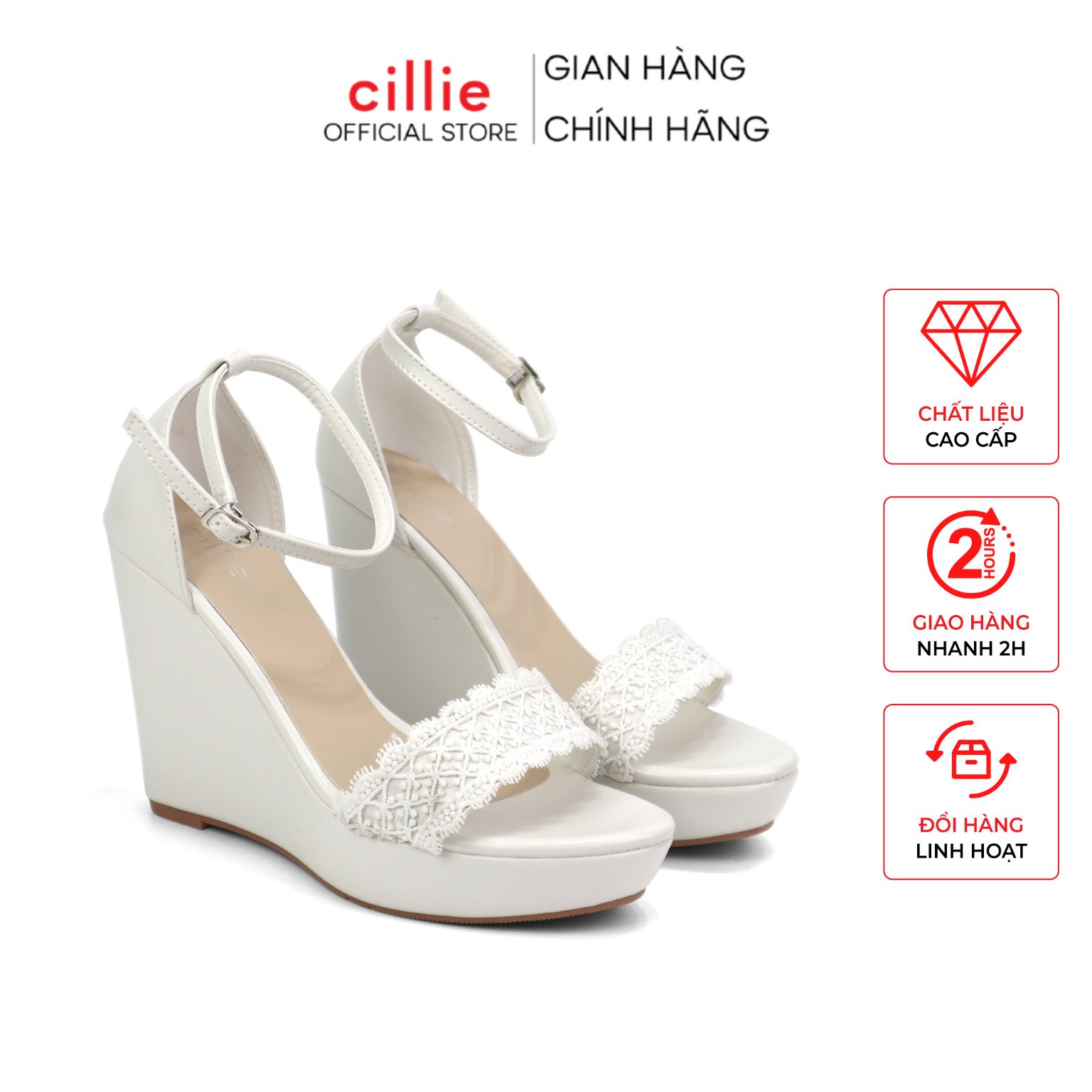 Giày cưới wedding sandal đế xuồng cao 11cm chắc chắn đi êm chân 1110