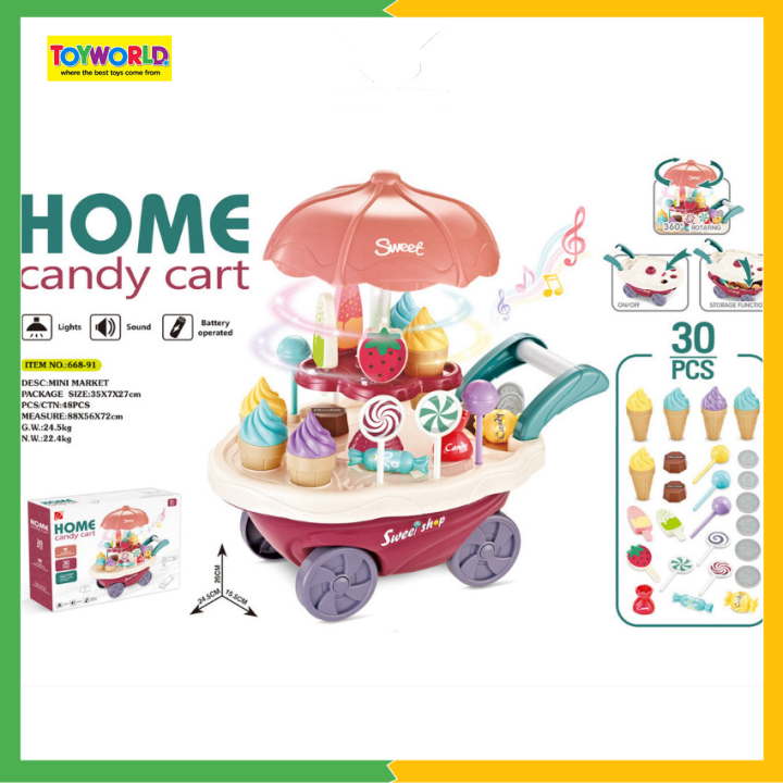 Đồ Chơi Xe Kem TOYWORLD Màu Hồng Đặc Trưng, Có Nhạc Đèn Lấp Lánh, Cho Bé Tập Bán Hàng