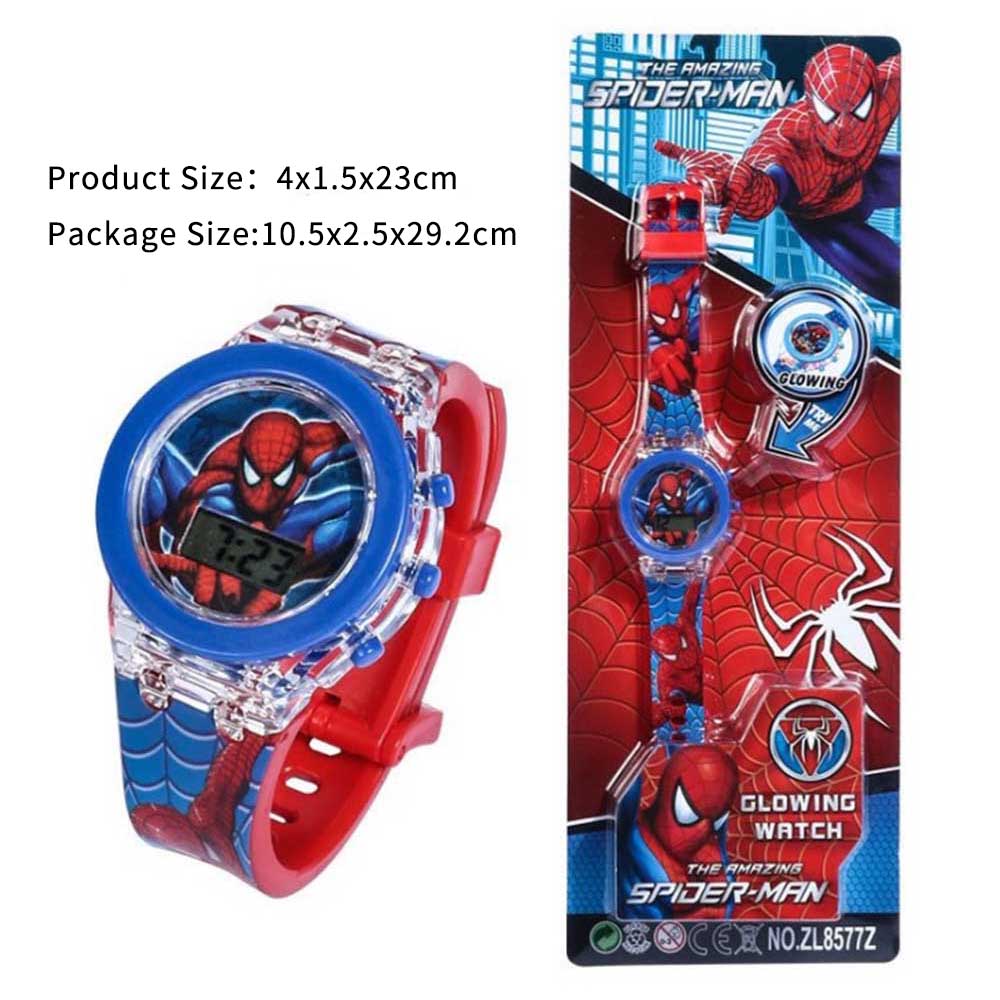 【RTX Shop】 Đồng hồ đồ chơi trẻ em Spider Man Đồng hồ đeo tay trẻ em nam thể thao Silicon kỹ thuật số
