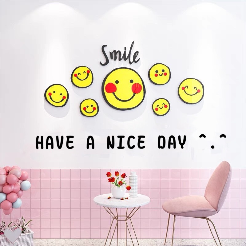 Tranh dán tường kica dán nổi Smile mặt cười trang trí quán