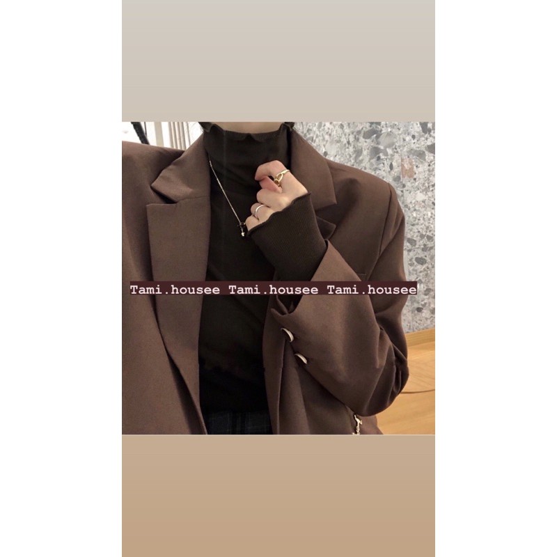 Áo blazer nữ - vest nữ màu hồng xinh và nâu coffee 2 lớp.