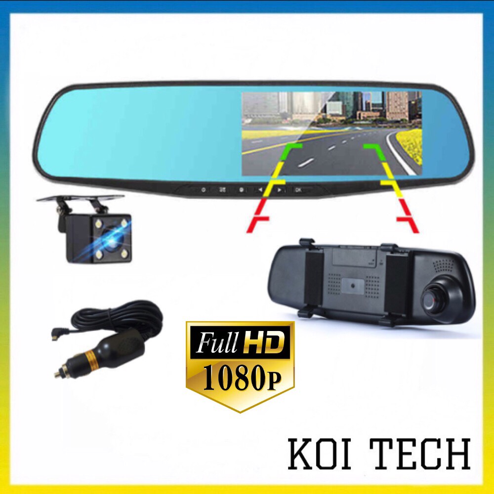 Camera hành trình x700 ô tô xe hơi xe tải oto dạng gương chiếu hậu màn full HD 1080P tích hợp camera sau lùi xe - KOI TECH
