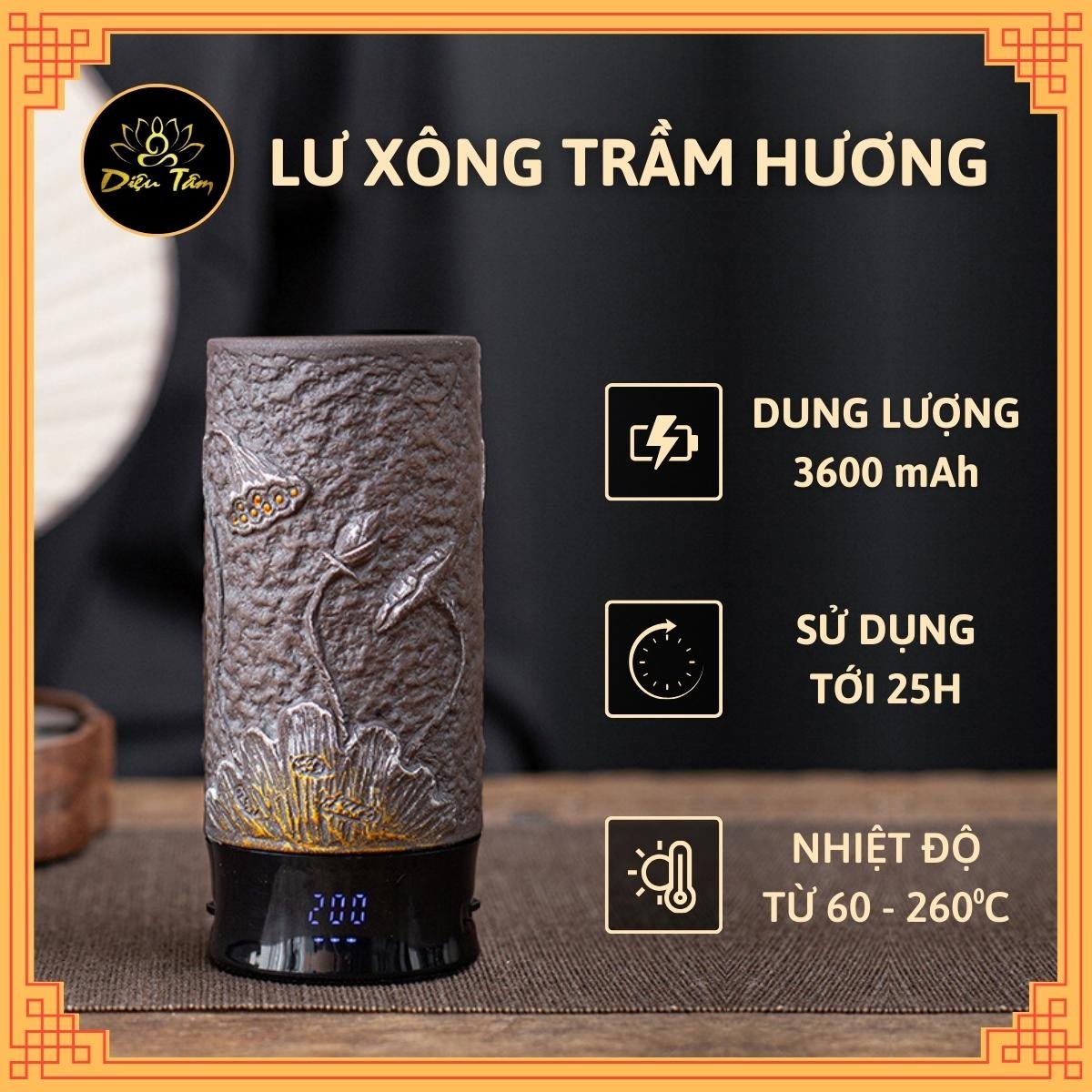 Lư điện lư xông trầm điện gốm lư đốt trầm hương trầm nụ làm quà tặng, đồ thờ cúng phong thủy shop Diệu Tâm- lư tích điện