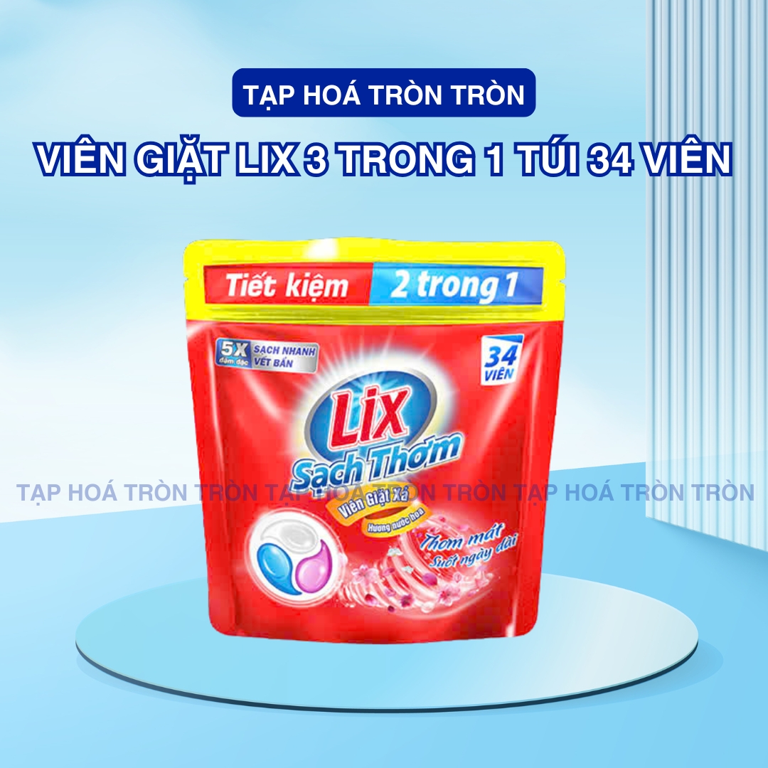 Viên giặt xả 2 trong 1 Lix hương nước hoa sạch thơm mát suốt ngày dài 34 viên