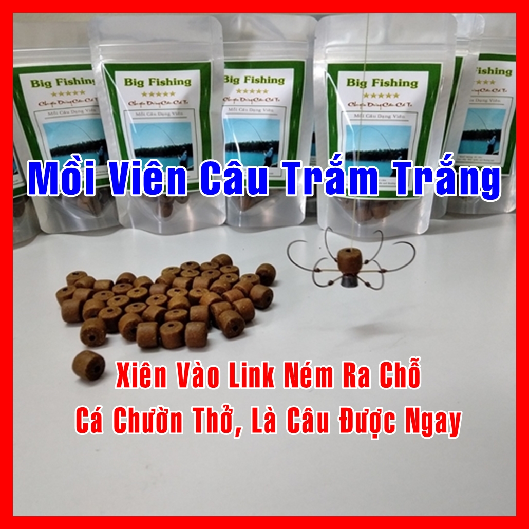 Mồi viên. Mồi câu cá trắm cỏ, thính câu cá trắm cỏ, cách câu cá trắm cỏ. Túi 50 viên