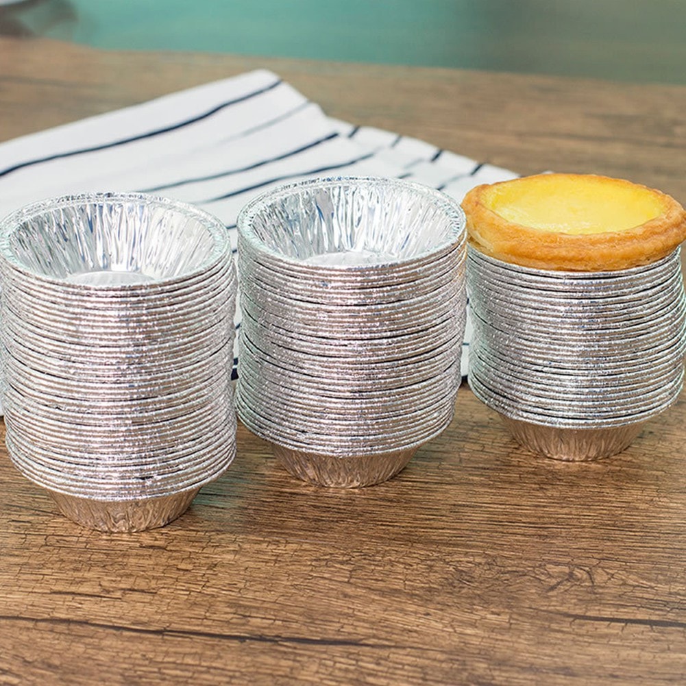 Set 100 khuôn giấy bạc làm bánh tart bằng lá nhôm tiện dụng