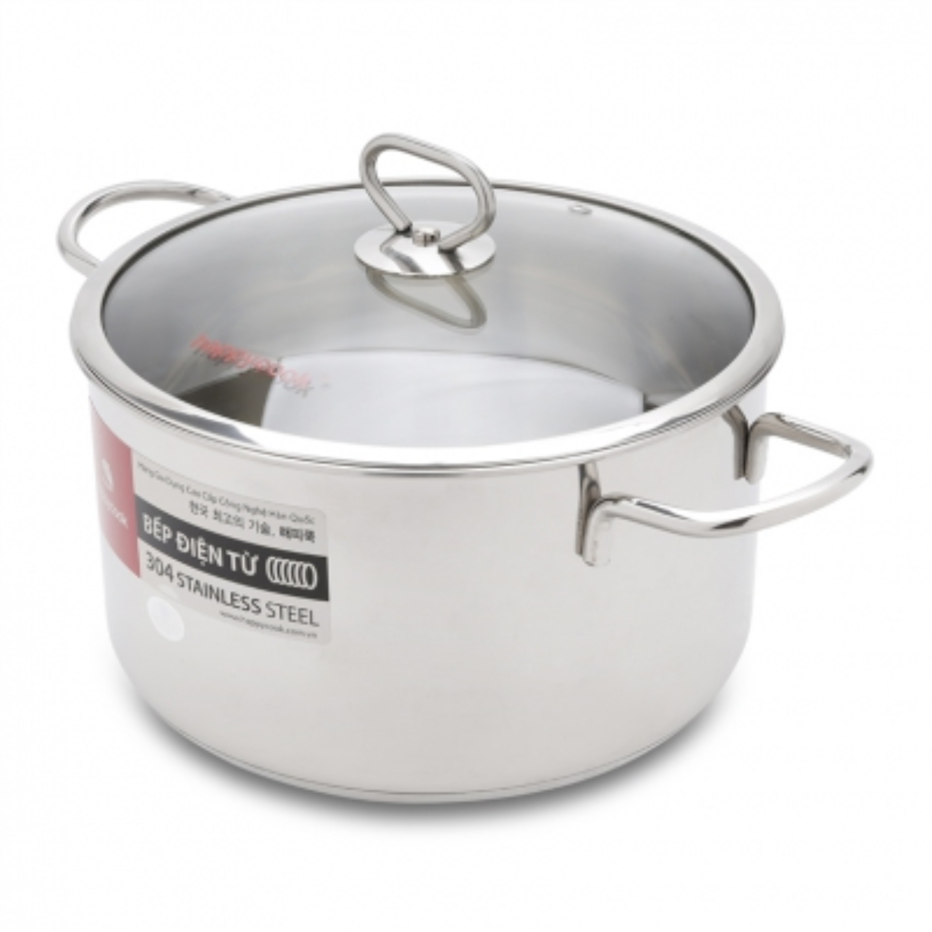 Nồi inox 3 đáy nắp kính 20cm Happy Cook Delux HC06DLG