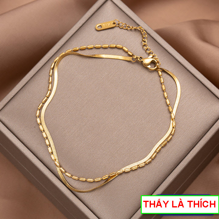 Lắc tay vàng mẫu mới nhất titan dây mì cách điệu - Hàng chuẩn titan dày màu sắc bóng đẹp - Cam kết 1 đổi 1 nếu đen và gỉ sét