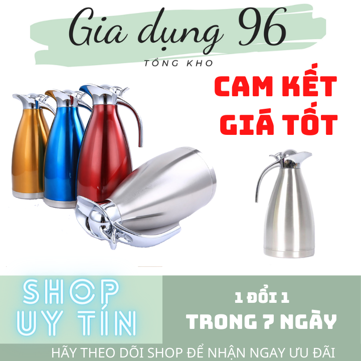 Phích inox 2l - bình giữ nhiệt inox 2l - phích inox đựng cà phê - phích inox xịn