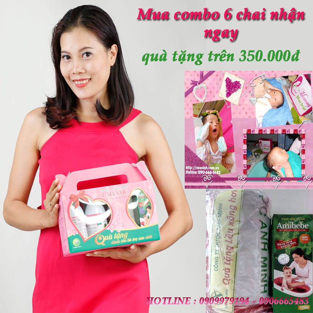 Tặng tắm bé amibebe + màn xông trị giá 350k Set 6 Nước Xông Tắm Gội Cho Mẹ Bầu Sau Sinh TABAME 250ml