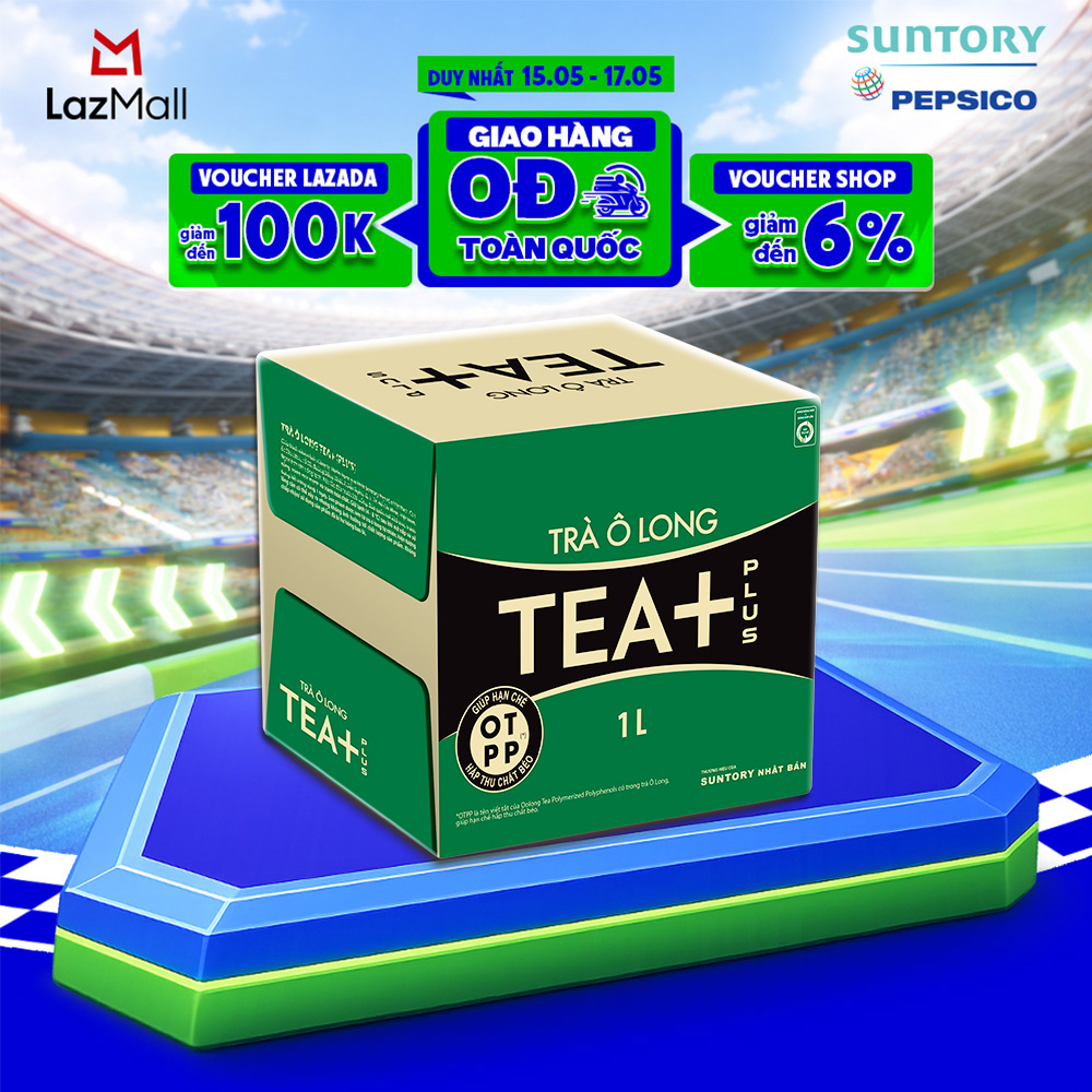 Thùng 12 Chai Trà Ô long Tea+ (1000ml/chai)