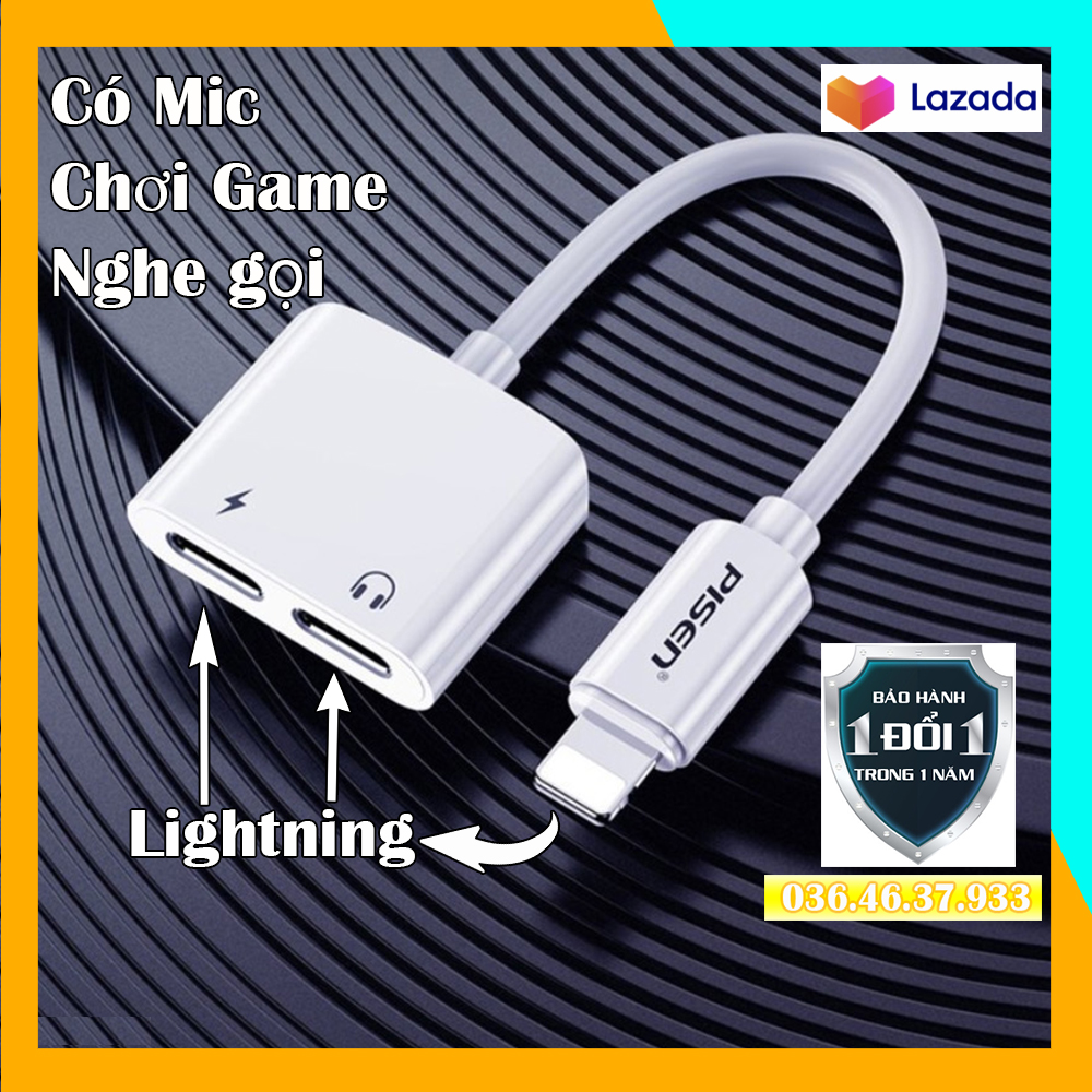 Jack chuyển đổi iPhone vừa sạc vừa tai nghe 2 cổng lightning Có Mic chơi Game Pubg Ko trễ tiếng