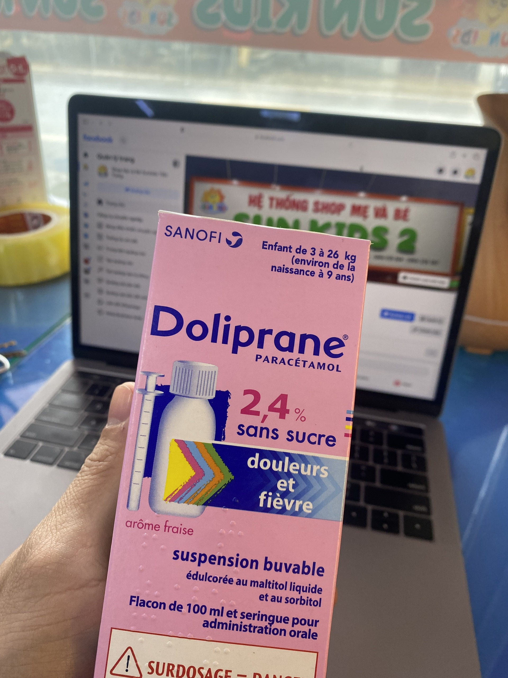 Siro hạ nhiệt doliprane 2.4% sans sucre 100ml