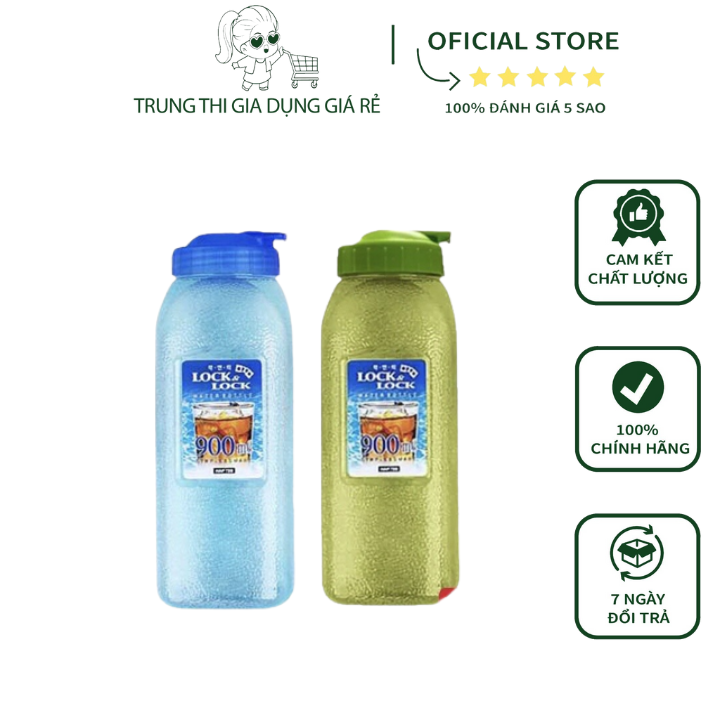 Bình nước nhựa lock&lock 900ml giao màu ngẫu nhiên